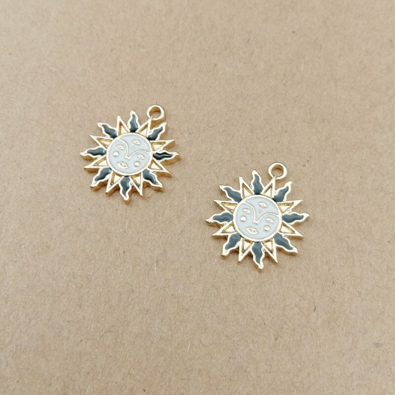 10 stk 14 x 17m gull farge tone sol øredobber charms armbånd kobling funn øredobber øredråper anheng