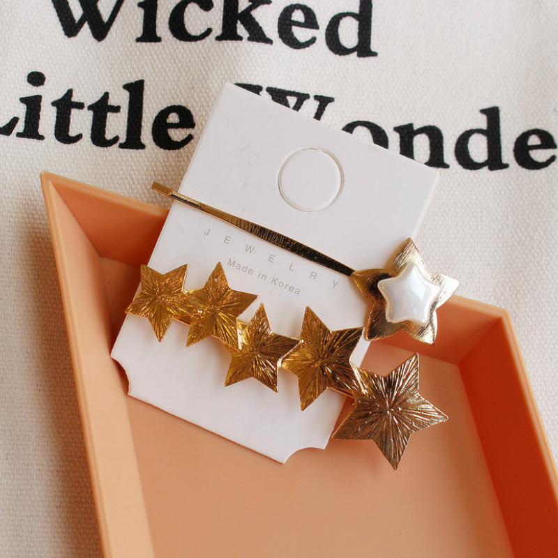 2/3/4 Pcs/Set Korea Eenvoudige Metalen Haarspelden Voor Vrouwen Hollow Star Hartvorm Haarspeldjes Goud Kleur hairgrip Haaraccessoires