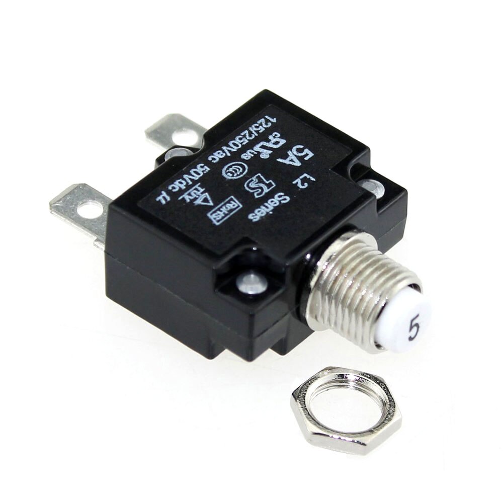 Iztoss Circuit Breakers Waterproof Push Button Resettable Thermal Fuse DC50V AC125-250V with Quick Connect Terminals