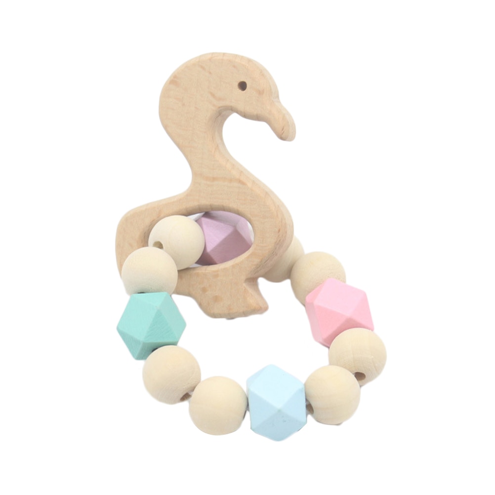 Baby Wood Teething Bracelet Toy Small Animal Shaped Jewelry Teether For Baby Teethe Toys Molar Bracelet Soother Bracelets #40: B