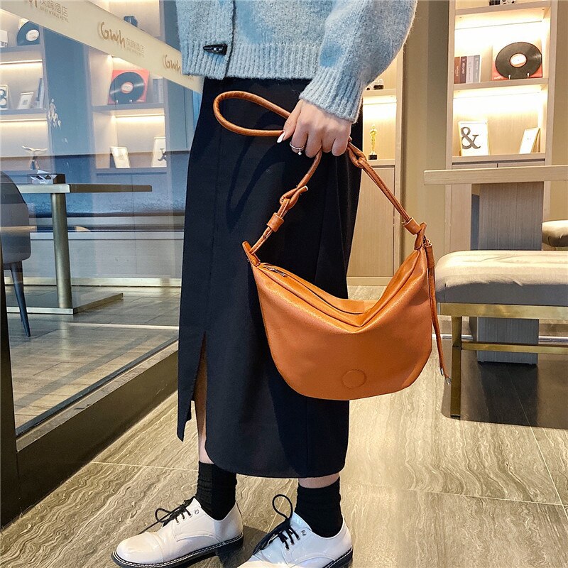lässig knödel tasche eins nische weibliche tasche neue halb-Mond tasche Netz verrotten Bote brust tasche: Braun