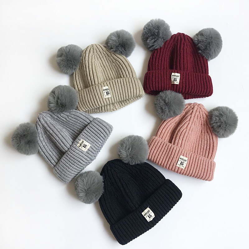 Baby Girl Boy Winter Hat Soft Warm Beanies Pompon Hat Elasticity Knit Hats Children Casual Solid Color Caps