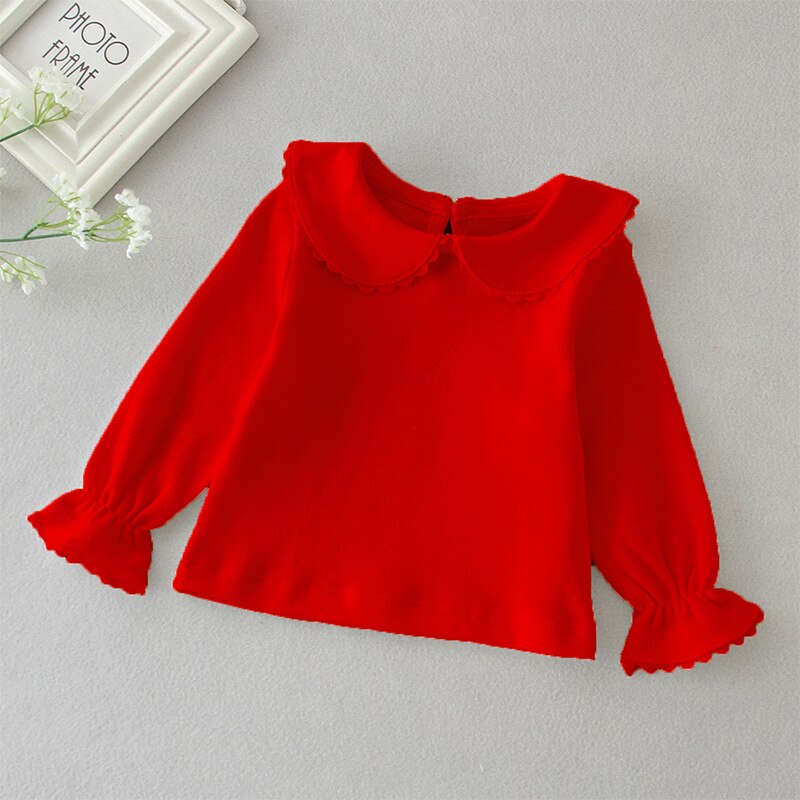 Herfst baby meisje trui kinderen lange mouwen wit en rood shirt baby peuter tops kids tees kleding: Rood / 3M