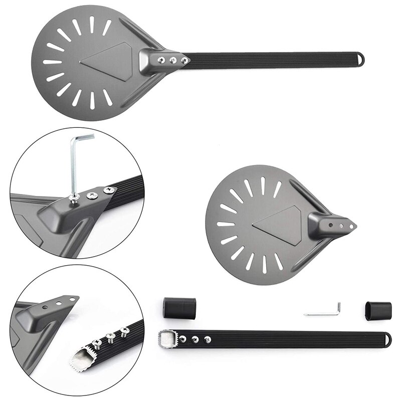 Luda Draaien Pizza Schil Met 8 Inch Aluminium Ronde Pizza Paddle, 23.6 Inch Totale, Outdoor Pizza Oven Accessoires