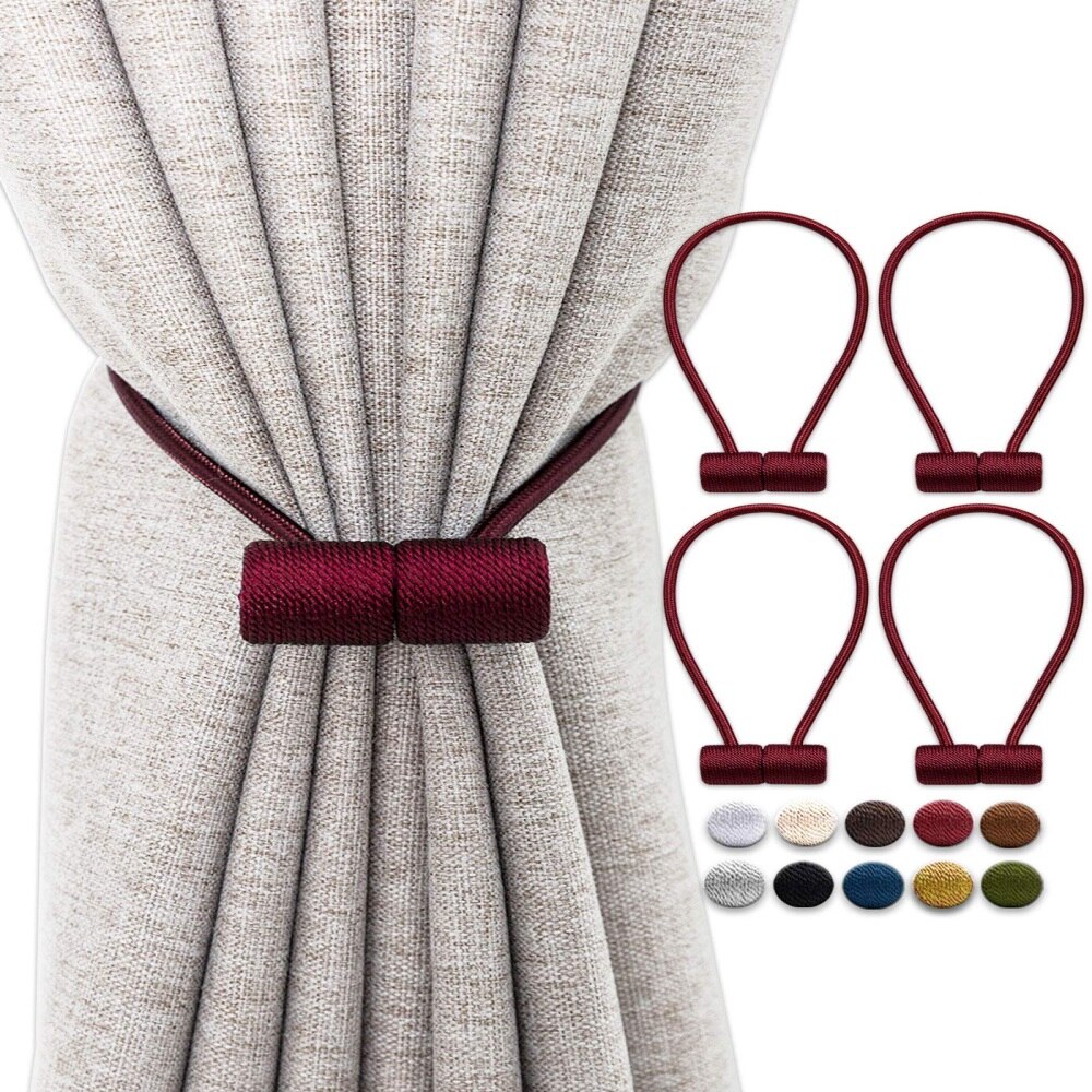 Magnetische Vorhang Raffhalter Gardinen Raffhalter Verbesserte 2 Pack 16 Zoll Dekorative Vorhang halte zurück Vorhang Clip Schnalle für Blackout: Wein