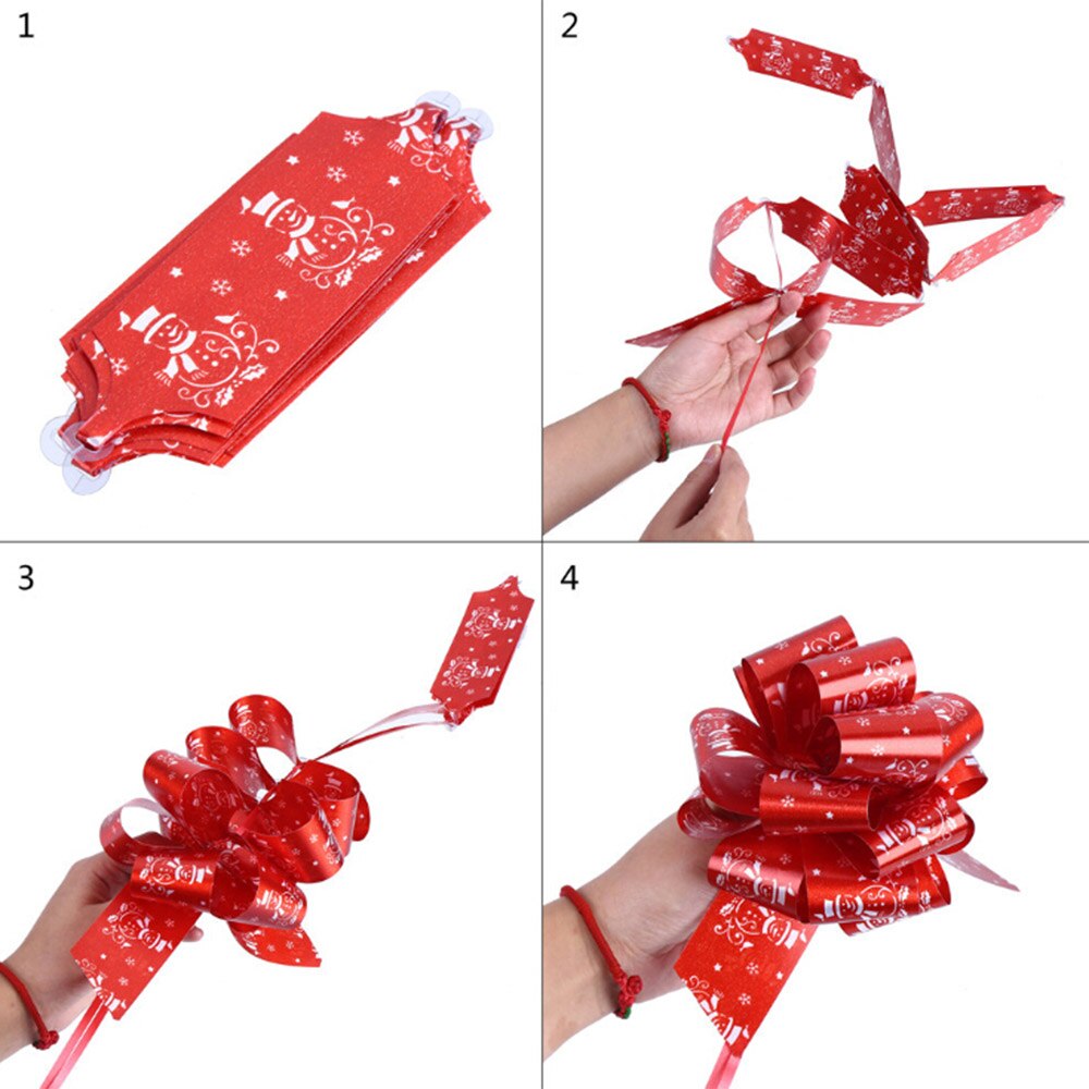 12 Pcs Wedding decoration Christmas Pull Flower Ribbon DIY Handmade Ribbon Strips Happy Year Decoration