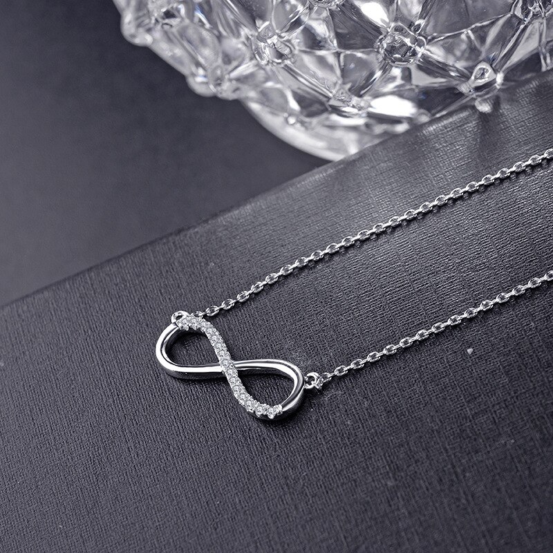 Negro Awn COLLAR COLGANTE de joyería de plata 925 para mujer enlace cadena Zircon bien suerte 8 China