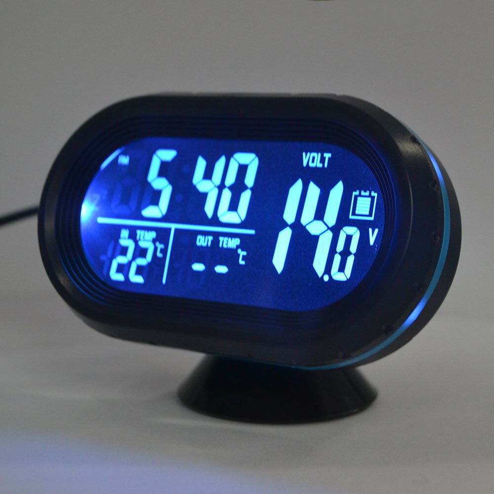 Portable 3 in 1 Car Clock Digital Temperature &amp; Voltmeter Backlight Watch Car Indoor Outdoor Thermometer Decoration