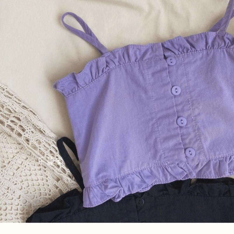 Baby Mädchen Baumwolle Gurt Weste Kurzen Kleinkind Kleinkind Mädchen Band T-Shirt Ärmel Ernte oben Einfarbig 1-10Y