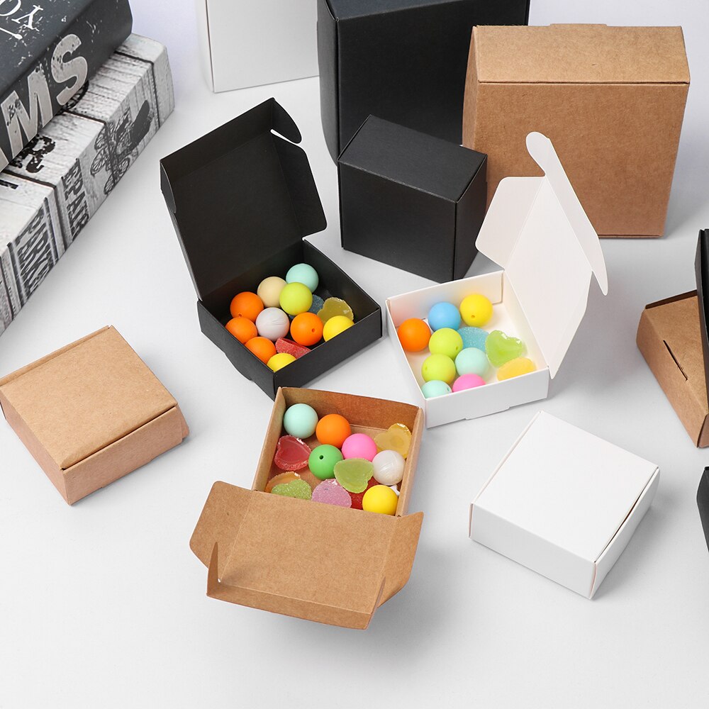 10 stücke 9 größen Kleine Kraft Papier Box Handgemachte Süßigkeiten Lagerung Verpackung Hochzeit Event Party Karton Paket Schmuck Box