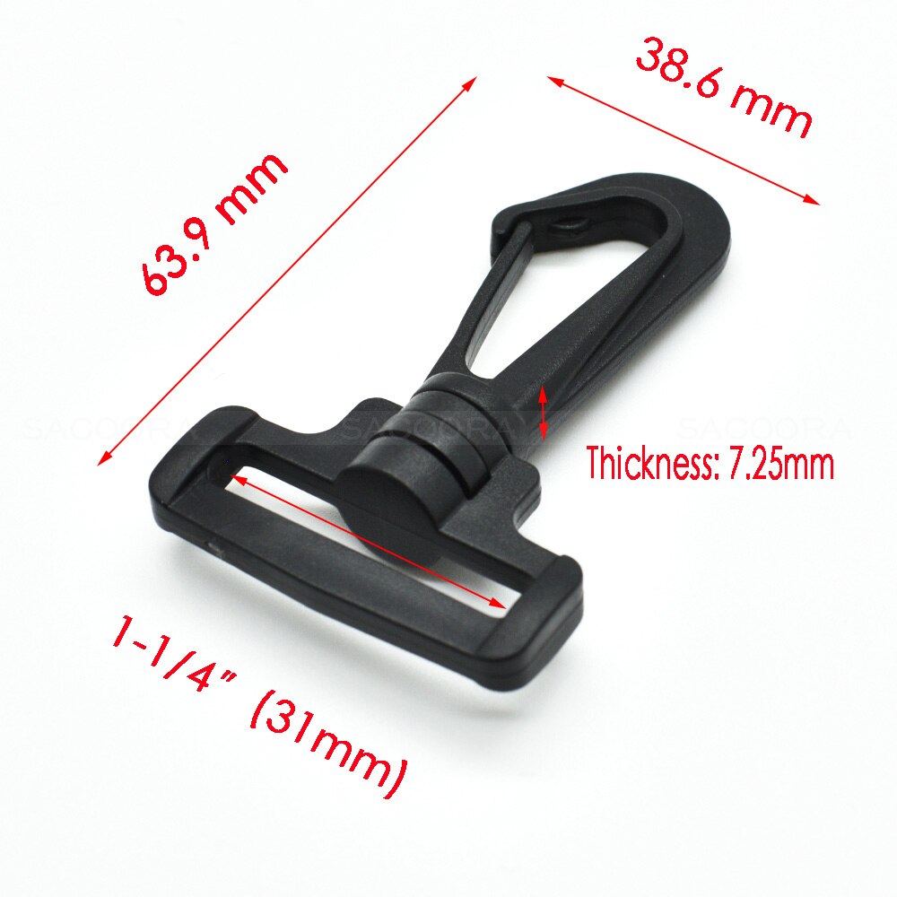 Band 1/2 "~ 2 " plastic draaibare karabijnhaken hardware zijsluiting paracord rugzakriemen tasonderdelen 6 maten