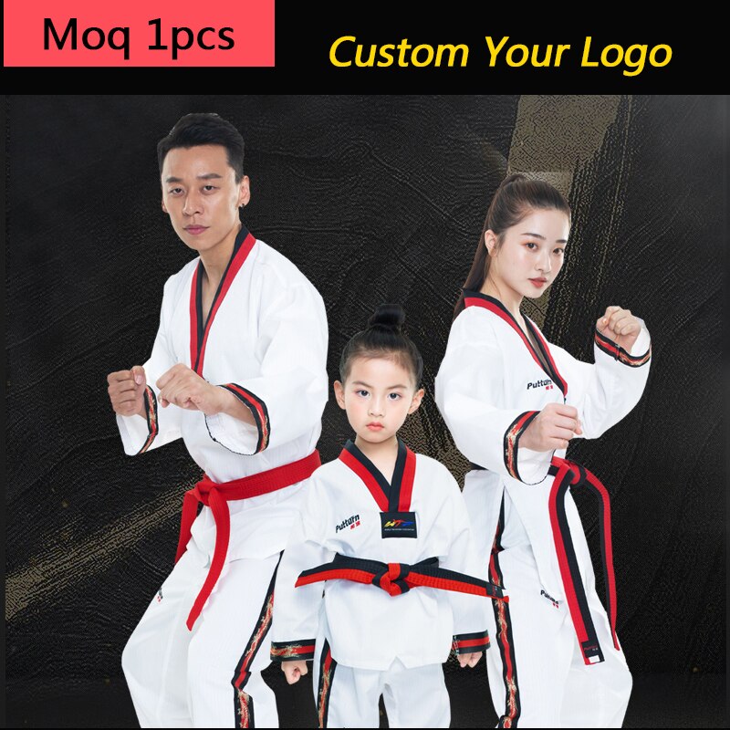 Professionele Taekwondo Pak Lange Mouw Volwassen Kinderen Taekwondo Training Kleding Een Customization