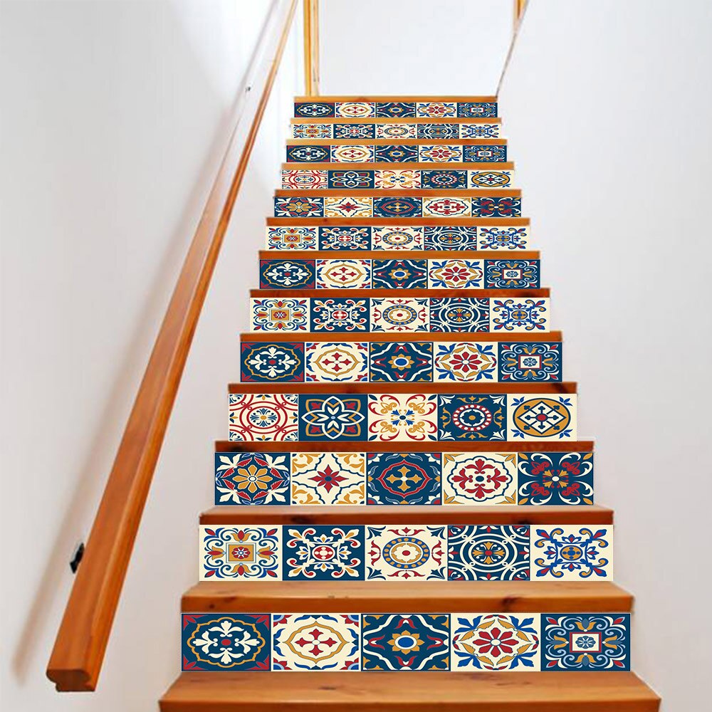 13 Uds. Escalera costura serie azulejos de Color decoración hogar impermeable pegatinas de pared creativos pasos pegatinas