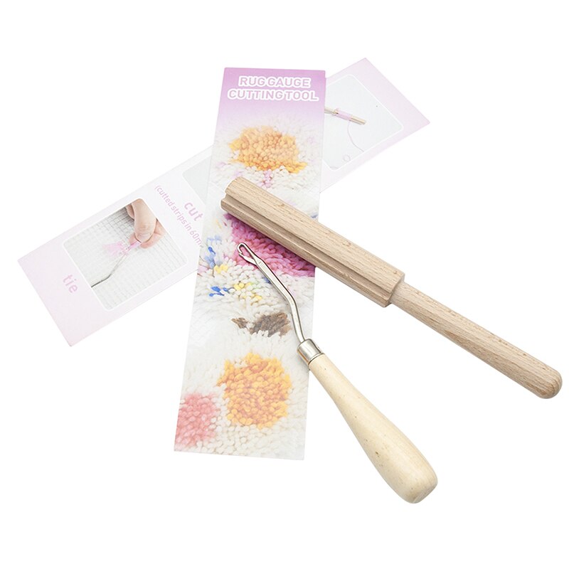 3pcs/set Hooking Mesh Latch Hook Yarn Cutter Tool For Tapestry Carpet Rug Making Wooden Convenient DIY Tools Gadget
