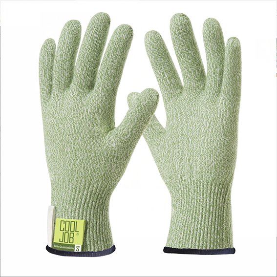 COOLJOB Bamboo Cut Resistant Gloves, Cut Proof Work Gloves, Food Grade Protection Cutting Gloves, Green Small Oversize (1 pair): S