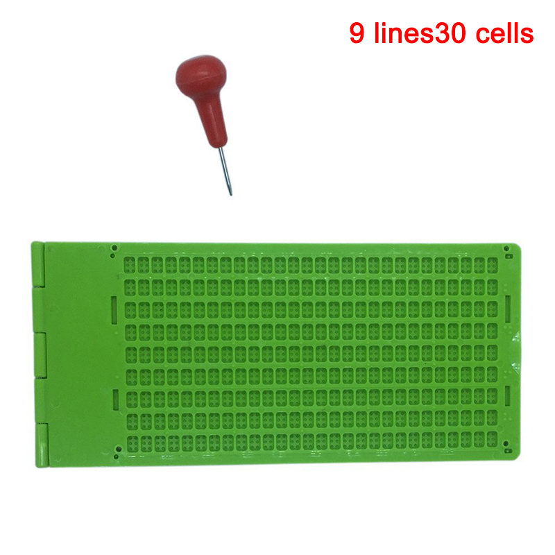 9 linjer 30 celler /4 linjer 28 celler /27 linje 30 celler braille-skriveskifer med stylus  mu8669: Gul