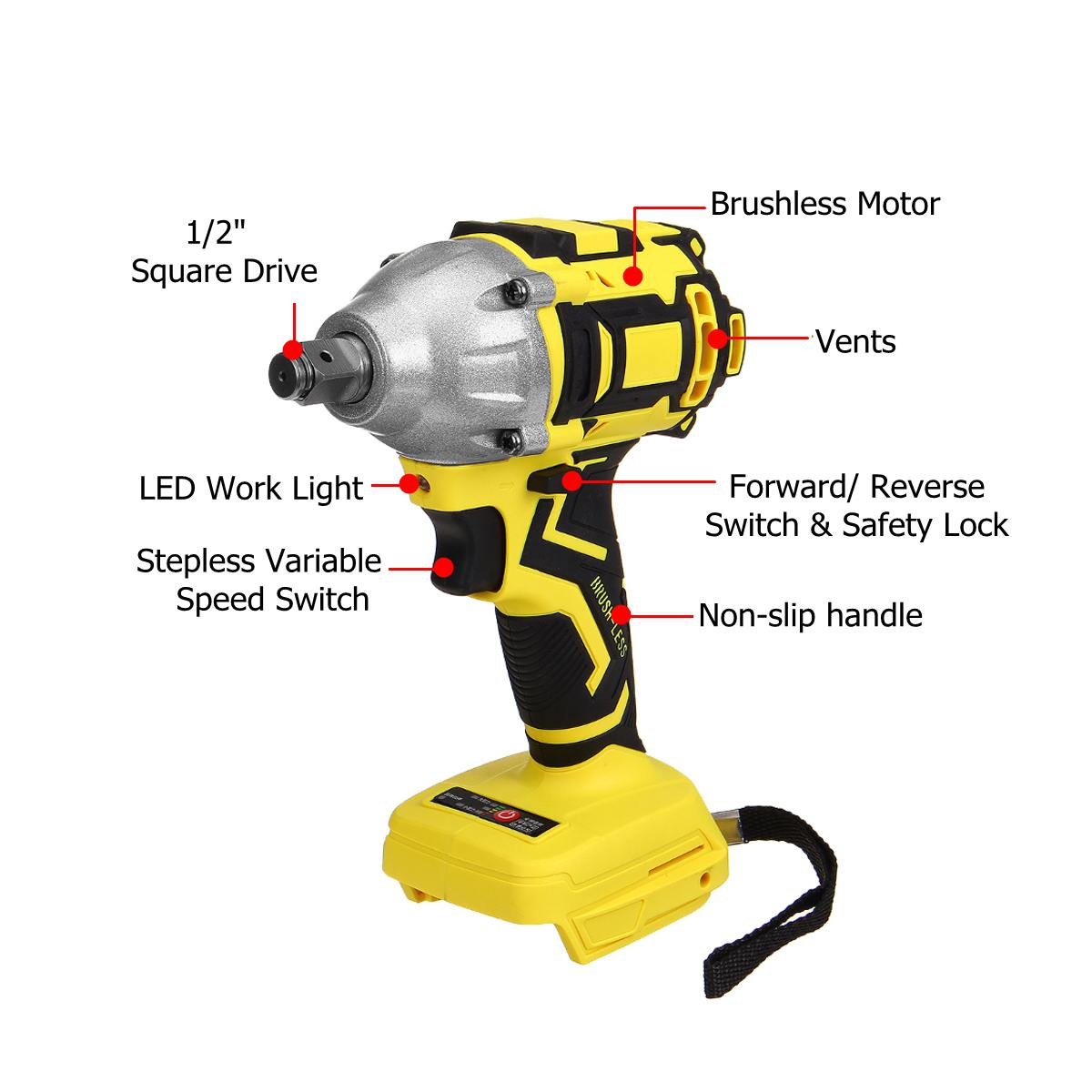 18V 350N.m Brushless Impact Wrench Cordless Electric Wrench Power Tool Torque Rechargeable For 18V Makita Battery DTW285Z