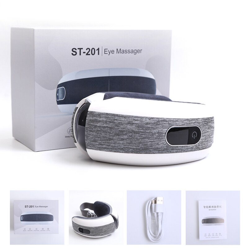 Lunettes chauffantes pour les yeux, appareil de Massage intelligent, pression d&#39;air, pliable à 180 degrés, Anti-rides, Massage oculaire avec musique, outils de soins de santé, relaxation: WITH BOX