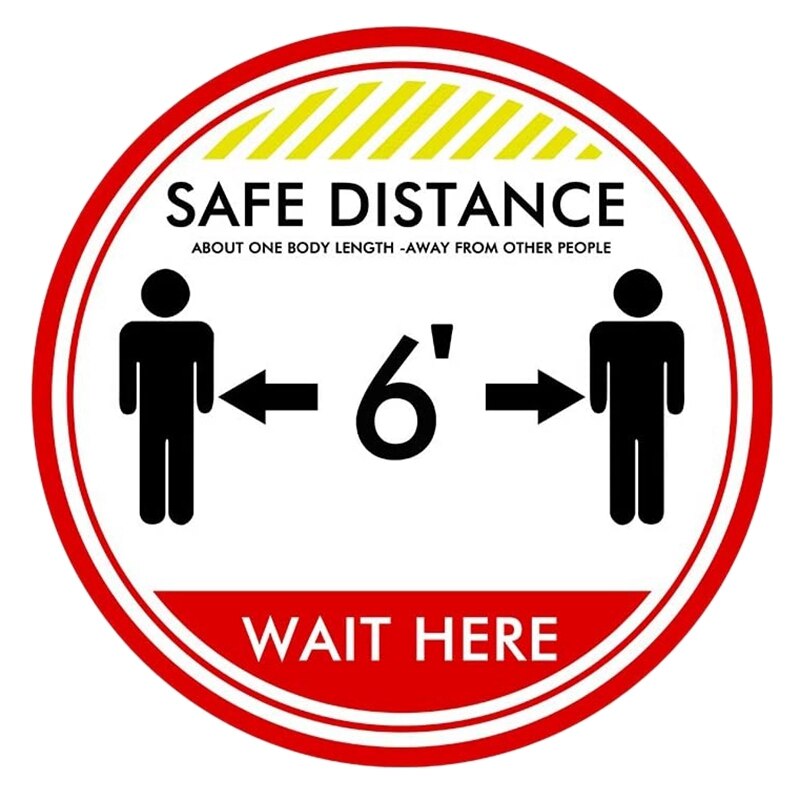 10 Pack 11 Inch social Distancing Floor Decals - Safety Floor Sign Marker - Maintain 6 Foot Distance -Anti-Slip Stickers