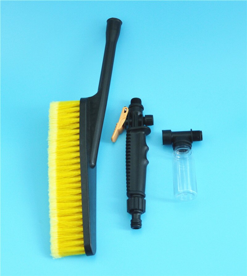 Blue Color Car Wash Brush With Retractable Long Handle Water Flow Switch Foam Bottle Car Cleaning Soft-bristle Protect the Car: Yellow
