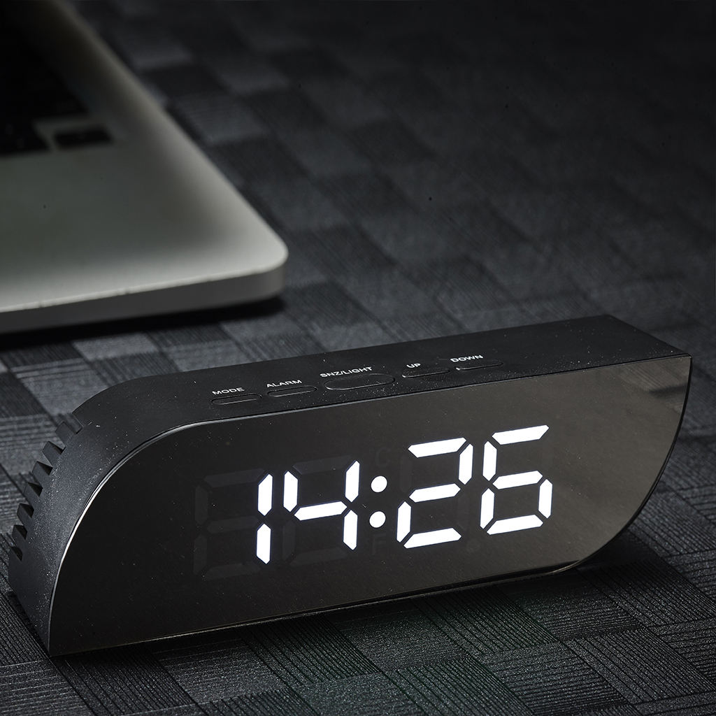 Digitale Klok Tafel Klok Snooze Alarm Stille Spiegel Klok Student Desktop Led Klok Elektronische Klok Voor Kinderen: White Numbers