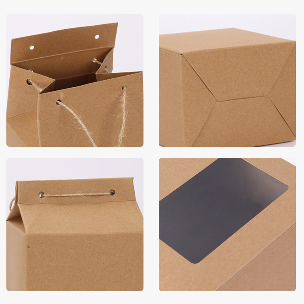 10 stuks kraftpapier theedoos vintage gebak koekjeszak vouwkarton met touw bak cupcake verpakking feestgunst