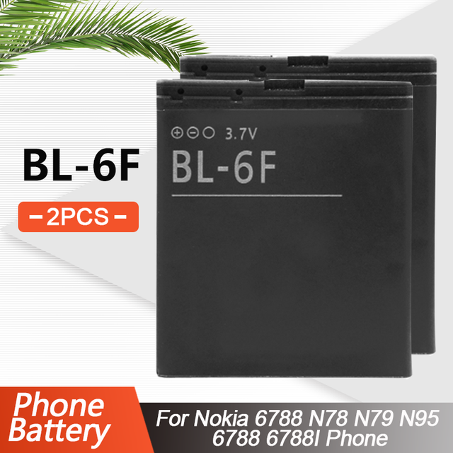 1-5PCS 3.7V 1200mAh BL-6F BL 6F BL6F Replacement Phone Battery For Nokia N78 N79 N95 6788 6788I N95-8GB Li-ion Lithium batteries: 2PCS