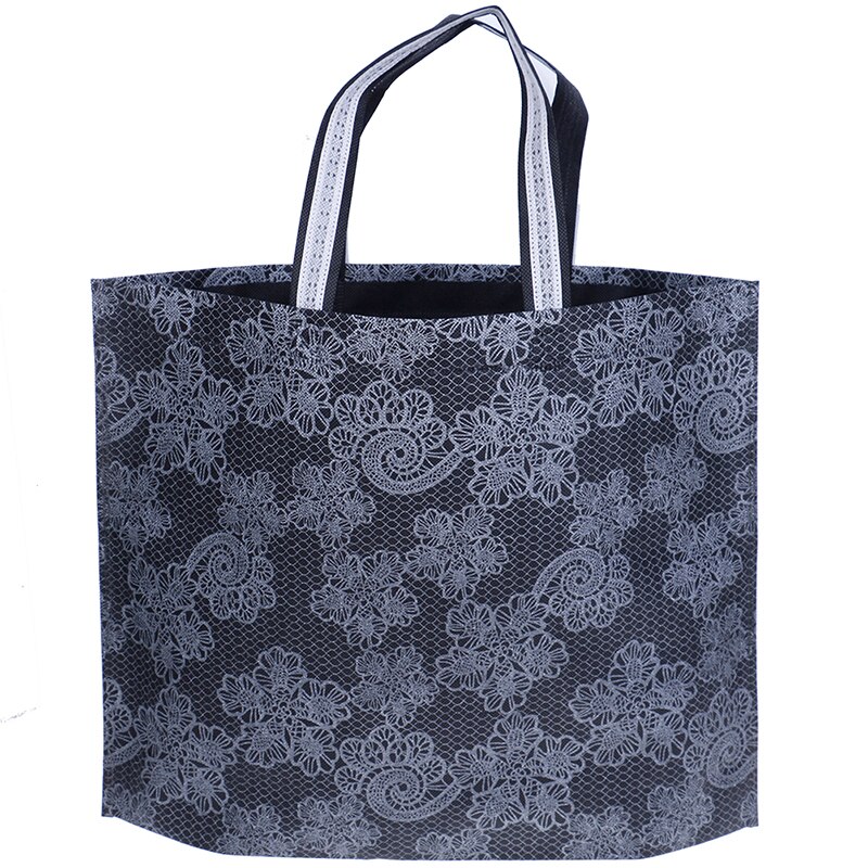 Women Lady Foldable Shopping Bag Casual Portable Large Nylon Tote Waterproof Thick Handbag: Black