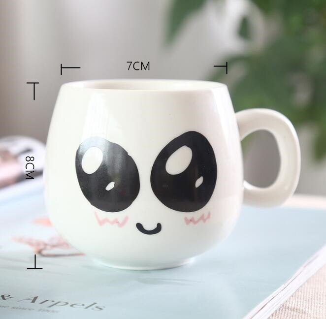 320ml Fun Cute Face Mugs White Pottery Ceramic Cup Tea Coffee Milk Mug With Handle