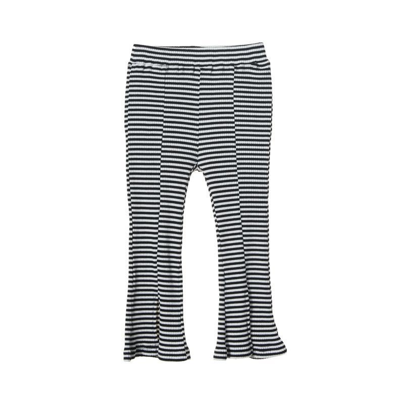 Barnbyxor Sommar Koreansk Flicka Baby Sommar Wide-leg Nio-punkts Byxor Randiga Bell Bottom Byxor