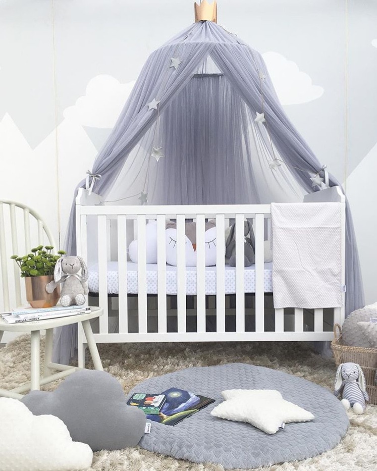 Prinses Meisje Kant Ronde Hung Dome Klamboe Kinderen Room Decor Nordic Baby Crib Gordijn Meisje Slaapkamer Tent Luifel Bed