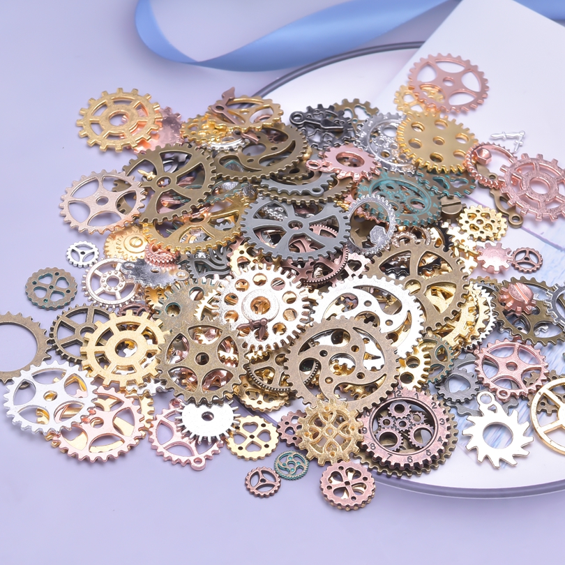 Vintage willekeurige klok Gear Charms soi Steampunk hanger voor hiphop kettingen collier sieraden maken accessoires bulk onderdelen