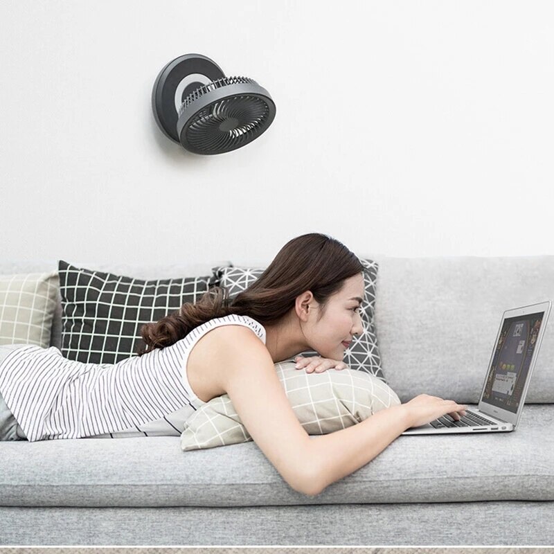 Edon-ventilador de circulación de aire suspendido inalámbrico E808, recargable por USB, eléctrico, plegable, luz nocturna, Control táctil, 4 velocidades del viento