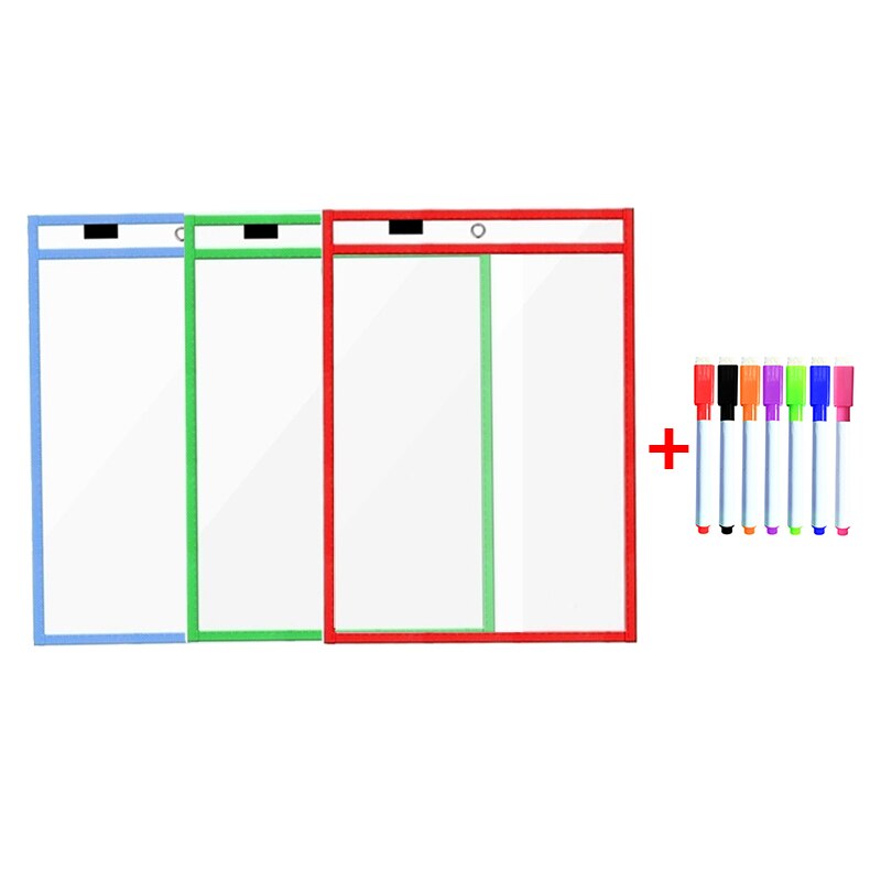Transparent Dry Erase Pockets Whiteboard Markers File Write Dry Wipe Board for Teaching Supplies Wipe Drawing Dry Erase Board: 3B7P