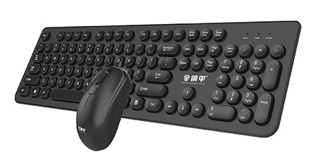 USB Wired Steampunk Vintage Gaming With Round Key Cap Multimedia Button Keyboard Keypad Mouse Combos Set: Black