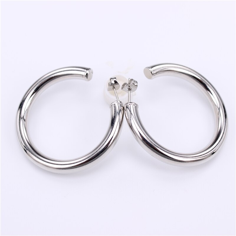 Hurtownie średnica 28mm-50mm ze stali nierdzewnej duża okrągła obręcz kolczyki złoty kolor koło kreolski kolczyki prezenty dla kobiet LH908: stal 40MM okrągły