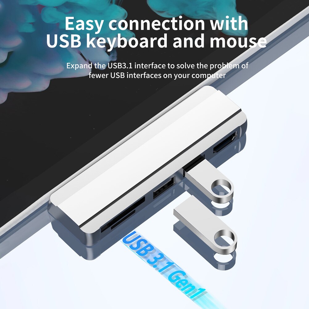 Hub USB 5 en 1 para Surface Pro 6/ Pro 5/ Pro 4 con 4K HDMI, compatible con 5 puertos USB 3,0, adaptador de lector de ranura para tarjeta de memoria