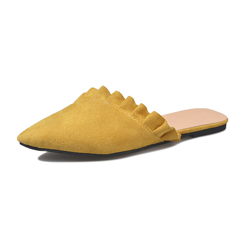 Sommer tøfler sko kvinner uformell laciness lukket tå muldyr ensfarget ville flip flops utendørs flate lysbilder sandaler