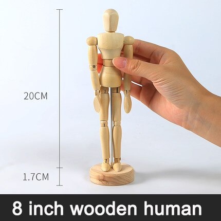 Holz Mannequin Hand Zeichnung Skizze Modell Puppe Mit Stand Beweglichen Gliedmaßen Menschliches Künstler Modell Hause Figuren Miniaturen Dekor: hölzern Mensch 2