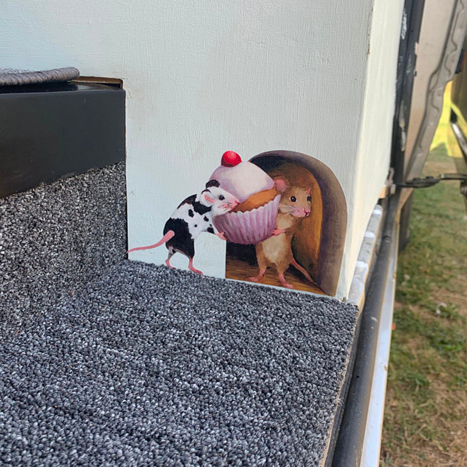 Mysia dziura naklejka ścienna tapeta z naklejkami Cupcake narożnik ścienny dekoracja