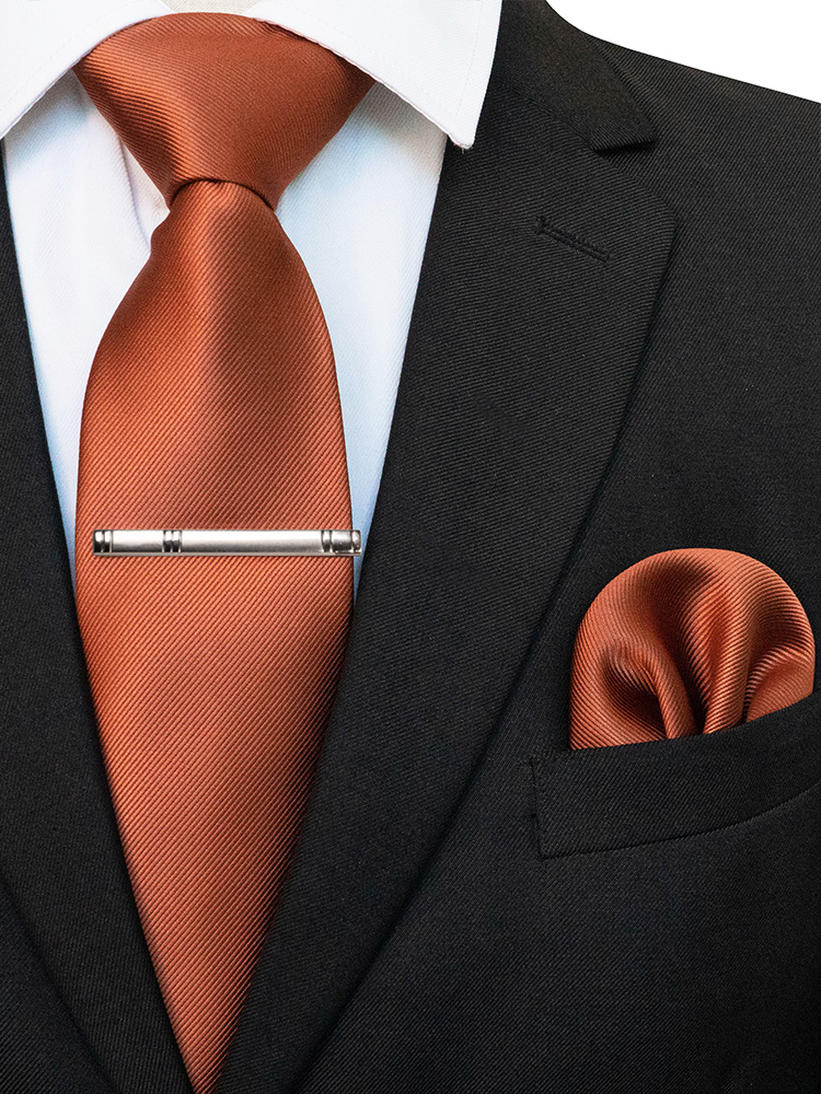 EASTEPIC Cravatte classiche in twill grigio da uomo da 8 cm in abiti da lavoro Set di cravatte con clip Fazzoletto Accessorio da uomo Festa di nozze: Grigio