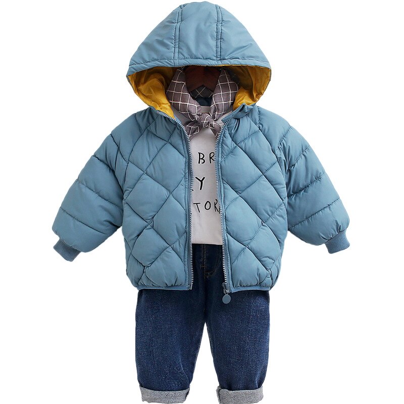 Veste d'hiver en coton pour enfants | Couleur unie, 19: Bleu ciel / 9M