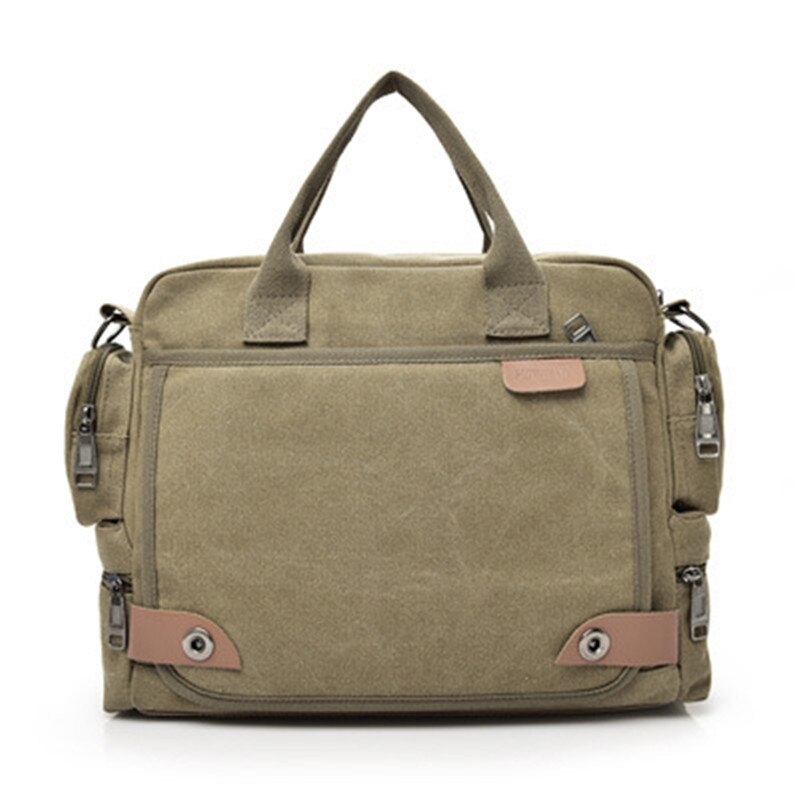 Heren canvas tas canvas aktetas reiskoffer messenger schoudertas handtas groot casual zakelijk multifunctioneel: Khaki