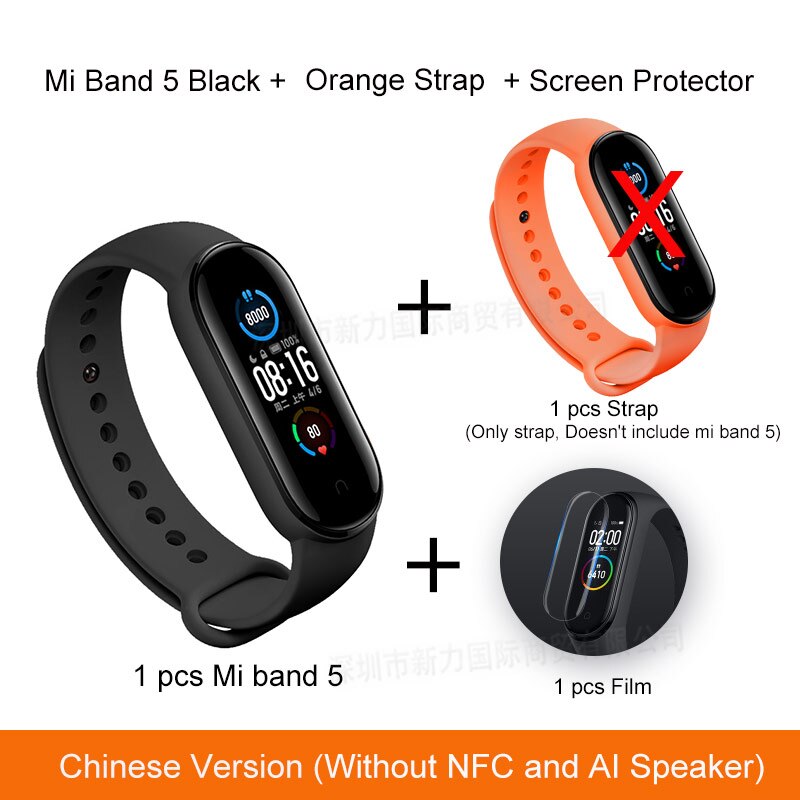 Xiaomi Miband 5 Smart Wristbands Sports 24hour Heart Rate Monitoring Magnetic Charging Large Color Screen 5ATM Waterproof band 5: CN Orange