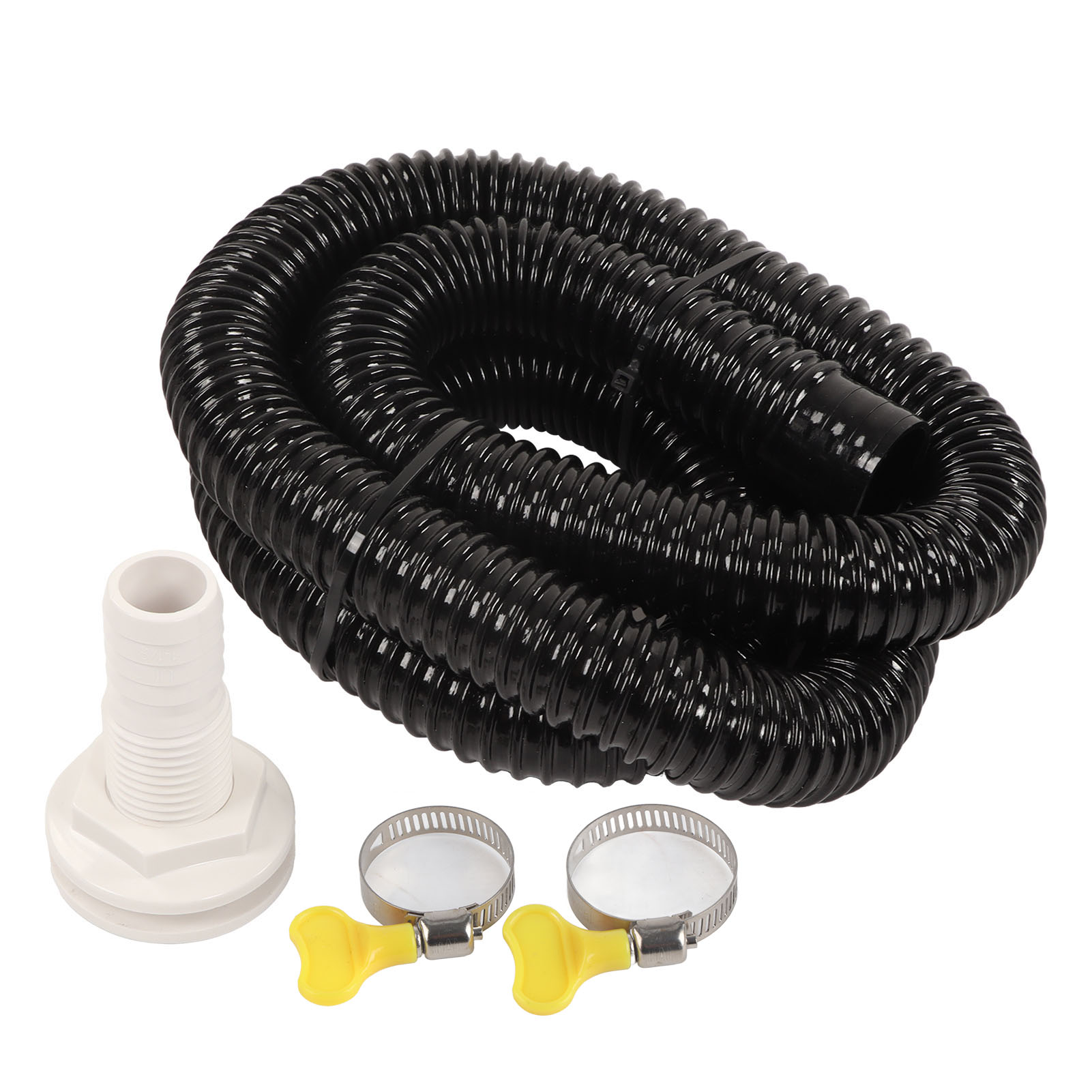 Boats Bilge Pump Corrugated Hose Plumbing Kit Thru Hull Fitting 1‑1/8in Dia 6.6ft Long PVC Hose 2pcs Clamp Marine Accessories: Default Title