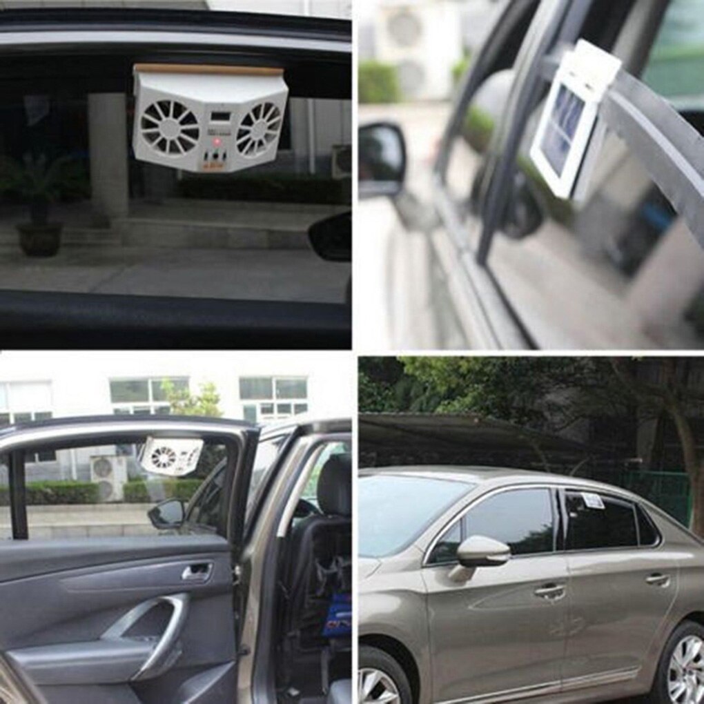 Portable Rechargeable Cooler Car Solar Fan Auto Window Powered Air Vent Ventilator High-power Ventilation Fan