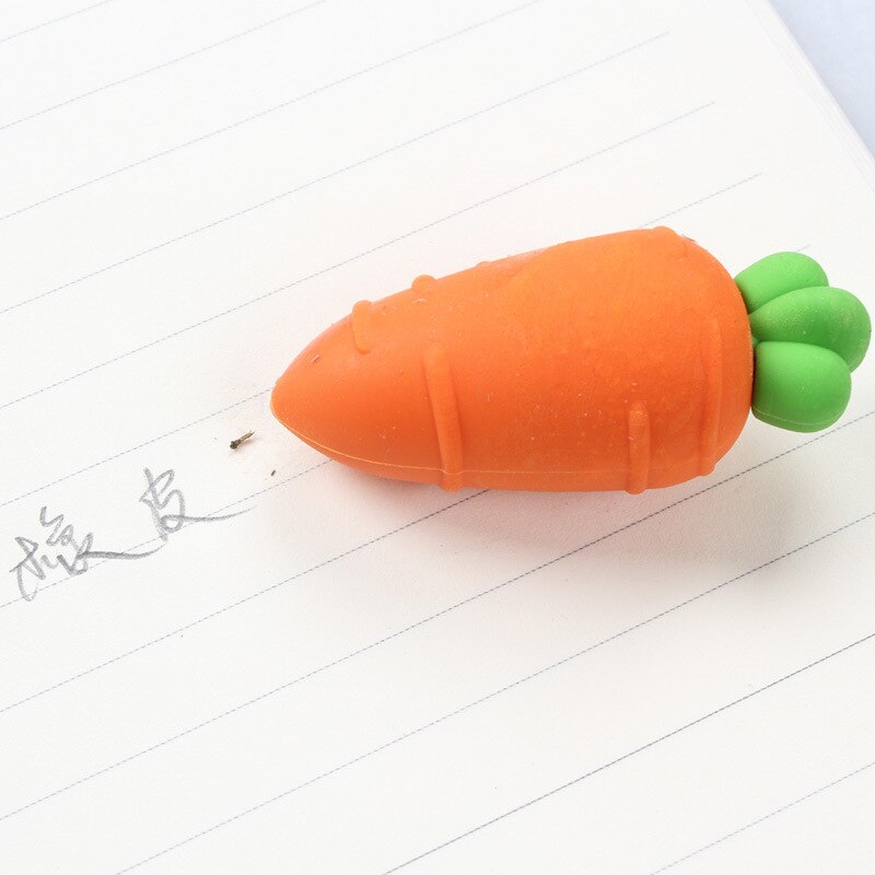 3pcs/pack Lovely Carrot Pencil Rubber Eraser Primary Student Promotional Kawaii Stationery School Supplies