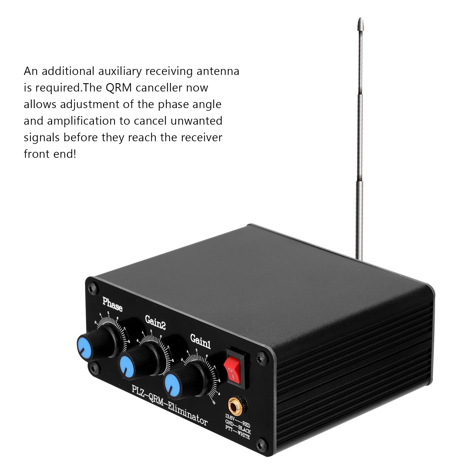 PLZ-QRM Eliminator 1-30MHz HF Bands Aluminum Alloy Outcase Phase Adjustable Built-in PTT Control Radio station Anti jamming Tool