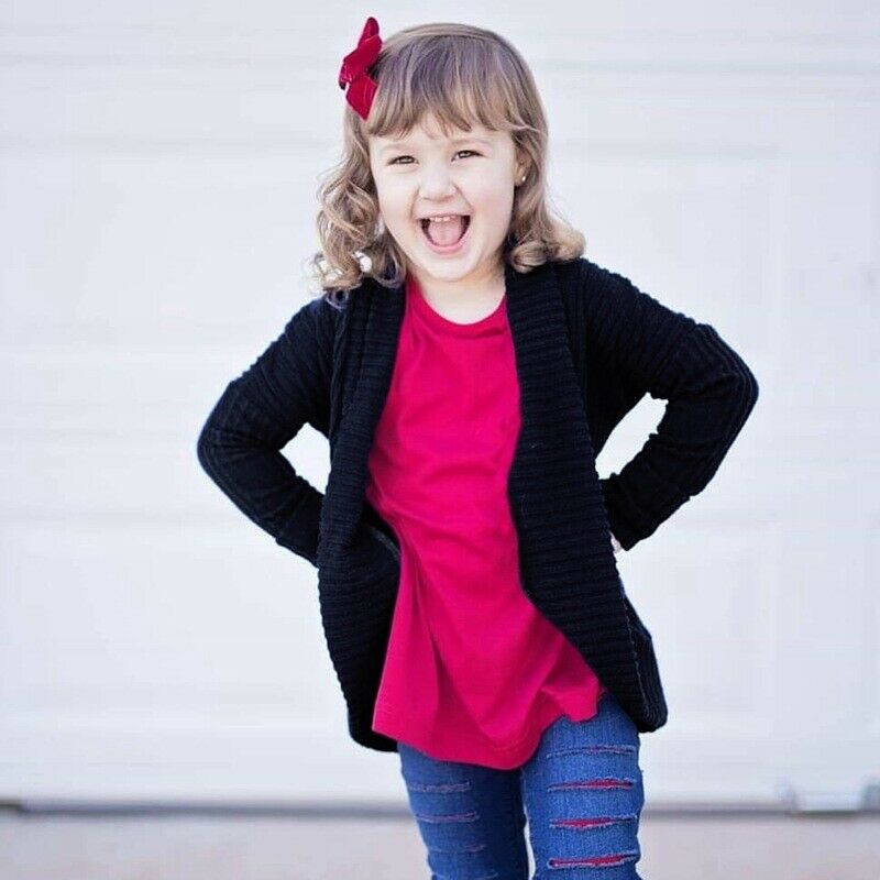 Peuter Kids Baby Meisje Gebreide Trui Vest Jas Lange Mouw Top Uitloper Meisjes Trui Top Kleding
