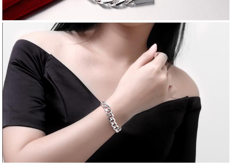 Berlock 925 sterling silver armband halsband smycken set för män klassisk 10mm kvadrat kedja 20/22/24 tums fest